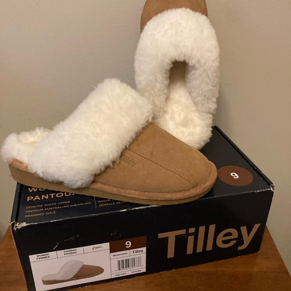 Women's Tilley Cognac Suede/Shearling Slippersl